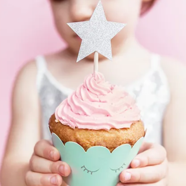 Cupcake Toppers Sterne SILBER von PartyDeco